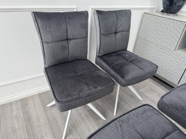 Furniture Village Glacier Set Of 4 Swivel Dining Chairs Dark Grey Fabric2