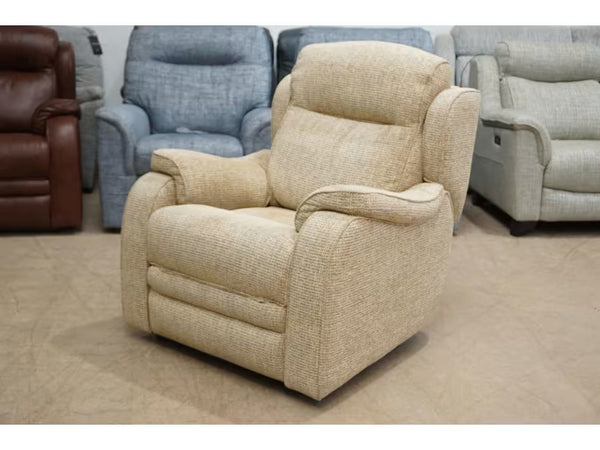Parker Knoll Boston oatmeal patterned fabric manual reclining armchair1