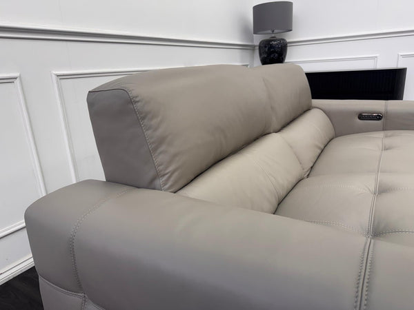 Furniture Village New York Power Recliner 3 Seater Sofa Pale Grey Leather18