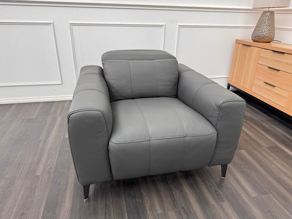 DFS Jagger Power Recliner Armchair Grey Leather Power Headrest3