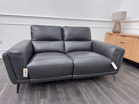 DFS San Antonio Black Leather Power Recliner 2 Seater Sofa0