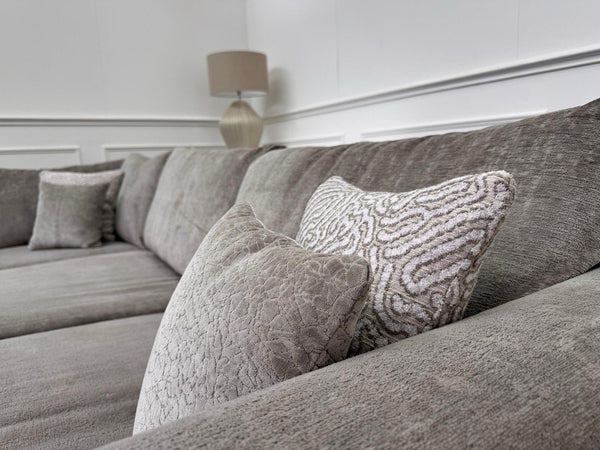 Sofology Majestica Truffle Fabric Terminal End Chaise Corner Sofa Full Back4