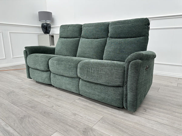 FURNITURE VILLAGE Piccolo Moss Green Fabric Power Recliner 3 Seater Sofa9
