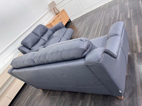 LA Z BOY Vienna Static 3 & Power Recliner 2 Seater Sofa Set Blue Leather8