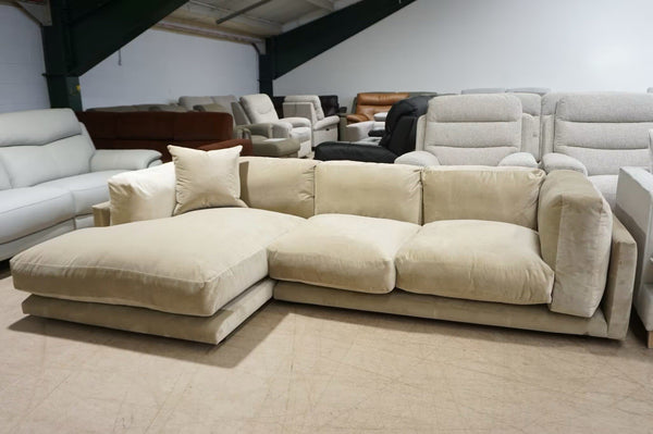 DFS mink velvet fabric XL left hand facing 3 seater lounger0
