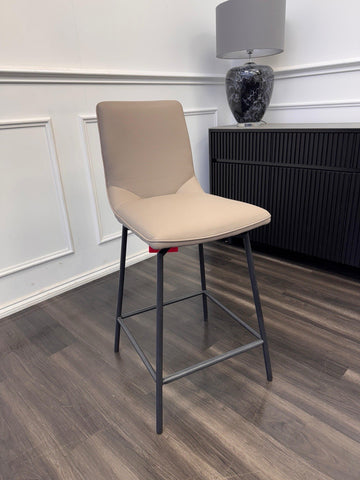 FV Davy Standard Dining Barstool Taupe Faux Leather (Choose Quantity)0