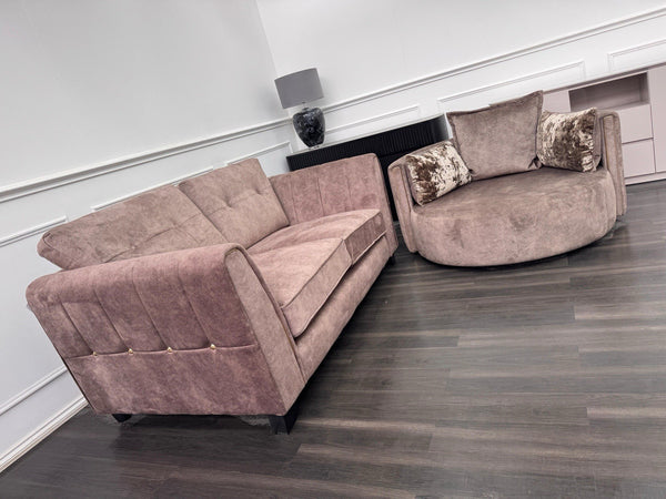 FURNITURE VILLAGE ARIANA 2 Seater Sofa Cuddle Set Classic Back Dapple Chocolate7