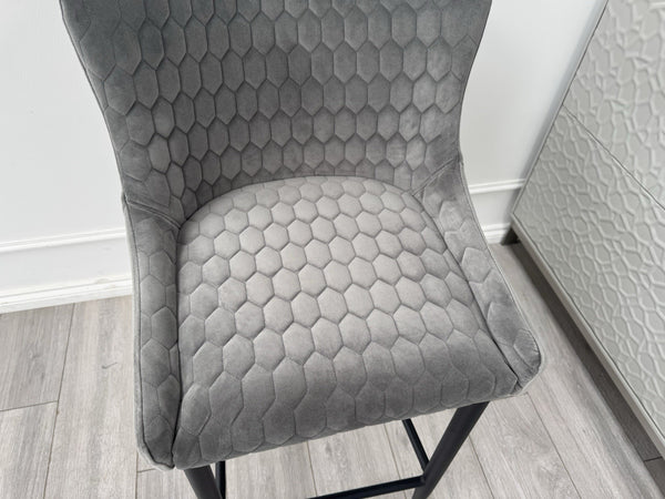 Furniture Village Osaka Grey Velvet Pair Of 2 Barstool Chairs12