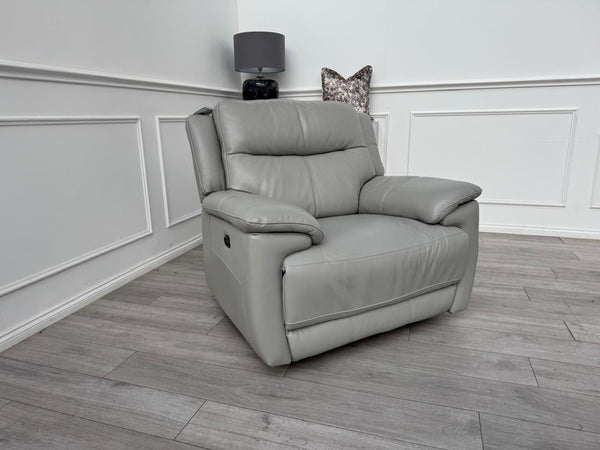 Furniture Village Touch Grey Leather Power Recliner Armchair8