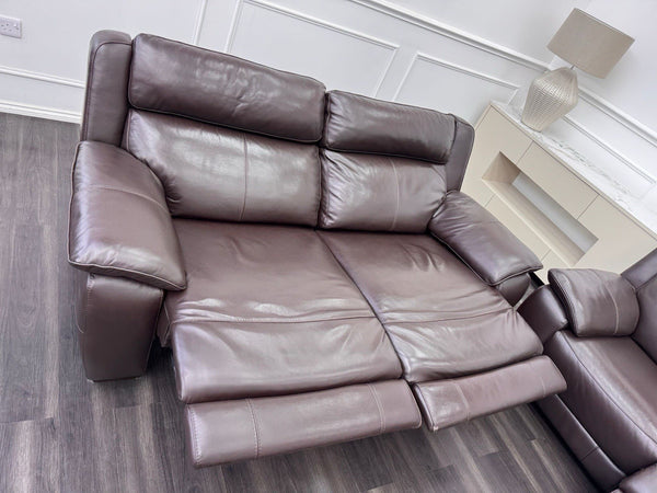 Furniture Village Starlight 3+2 Seater Sofa Set Pwr Recliner Dark Brown Leather13