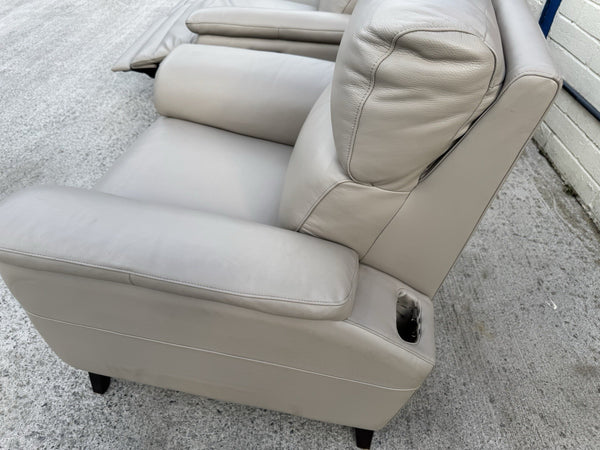 LA-Z-BOY BELLA LEATHER POWER RECLINER 3 SEATER SOFA & ARMCHAIR SET - LATTE20