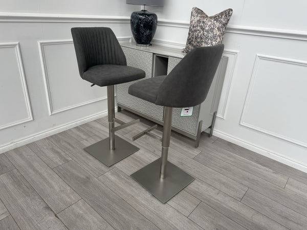 Furniture Village Grigio Set Of 4 Grey Suede Swivel Barstools Chairs12