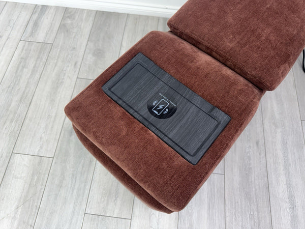 Sofology Plaza Console Red Chenille Denim Cup Holders Wireless Charging Socket13