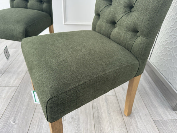 Furniture Village Hamilton Forest Green Fabric Pair Of 2 Dining Chairs10