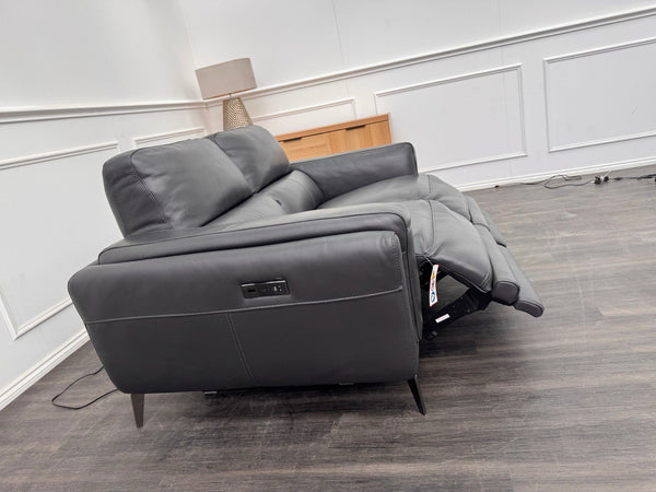 DFS San Antonio Black Leather Power Recliner 2 Seater Sofa5