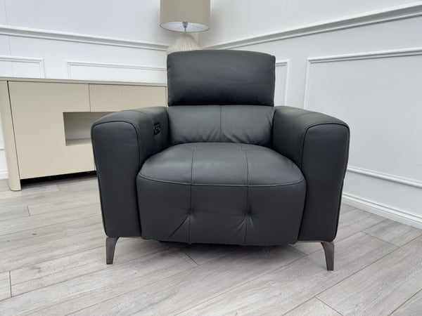 Furniture Village New York Power Recliner Armchair Grey Leather Power Headrest11