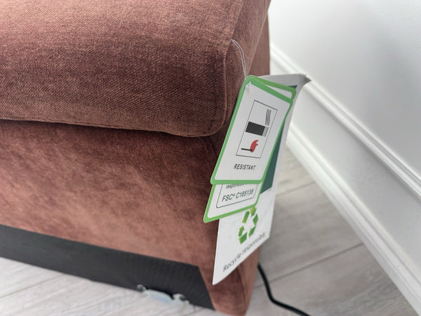 Sofology Plaza Console Red Chenille Denim Cup Holders Wireless Charging Socket14