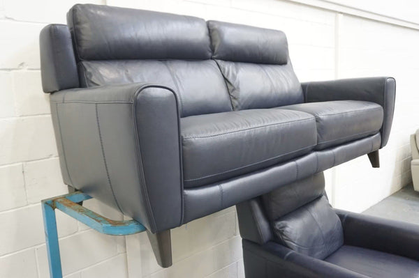 Furniture Village Zen leather standard 3 seater & Power Recliner Armchair Set1