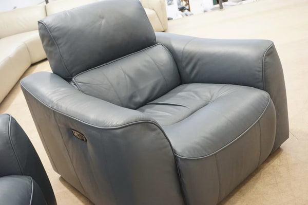 FV Ocean blue leather electric reclining 3 seater sofa + Armchair Sofa Set4