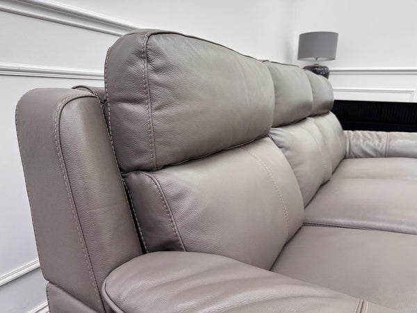 Furniture Village Grey Genuine Leather 3+1 Seater Sofa Set Power Recliner17