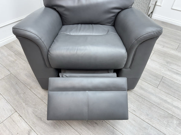Parker Knoll Hudson 23 Grey Leather Armchair Power Recliner & Headrest & Lumbar12