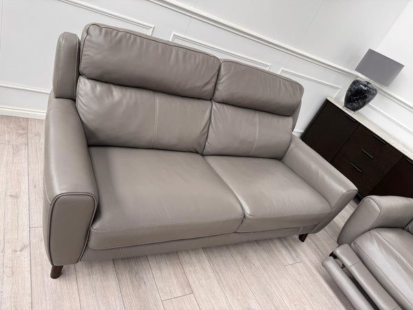 Furniture Village Zen Grey Leather Static 3 Seater  + Recliner 2 Seater Sofa Set4