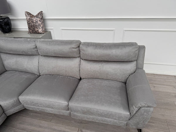 Furniture Village Contempo Grey Microfibre Power Recliner L Shape Corner Sofa11