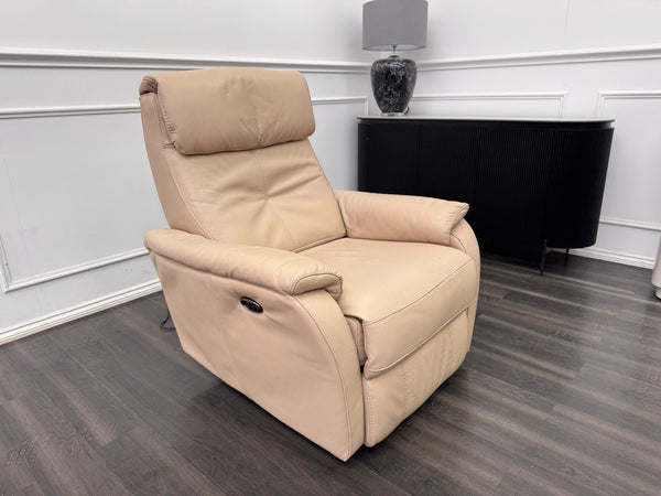 Furniture Village Rowen Beige Leather Pair Of Armchairs Power Recliner17