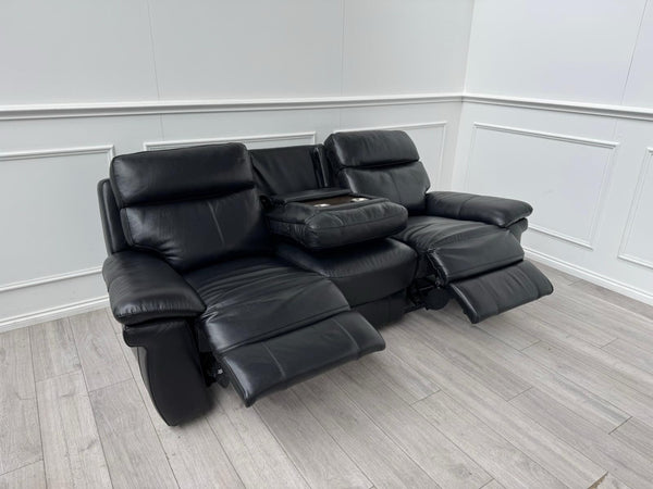 FV Serene Black Leather Power Recliner 3 Seater Sofa Lumbar + Headrest8
