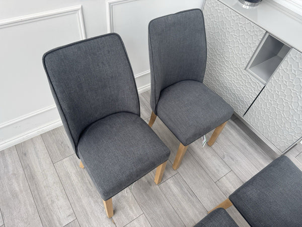 Furniture Village Hamilton Charcoal Fabric Set Of 4 Wooden Dining Chairs12