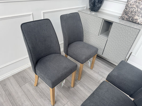 Furniture Village Hamilton Charcoal Fabric Set Of 4 Wooden Dining Chairs6