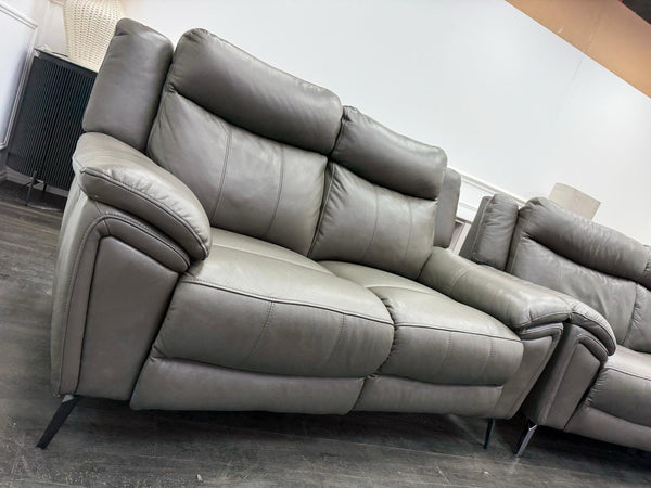 DFS Wren Power Recliner 3+2 Seater Sofa Set In Grey Leather3