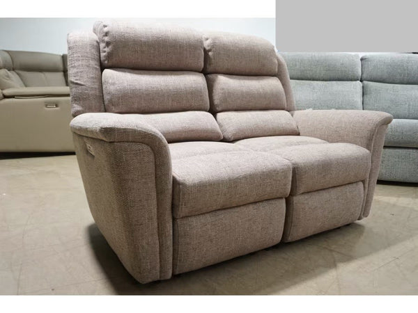 Parker Knoll Colorado pink mix fabric electric reclining 2 seater sofa1