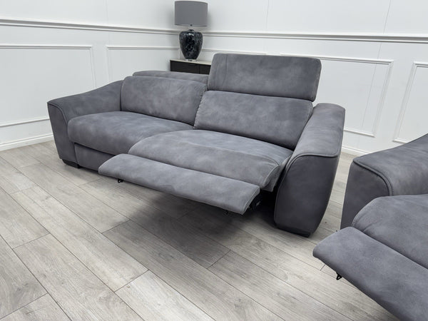 FV Xavier Grey Velvet 3+2 Seater Sofa Set Power Recliners & Headrests13
