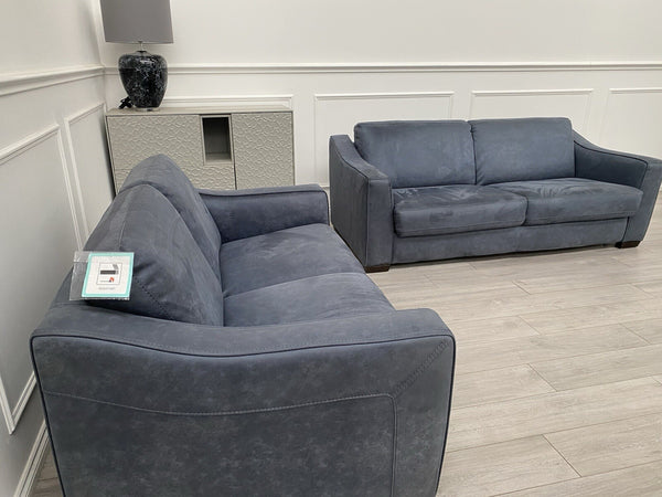 Furniture Village Optimus 3 Seater Sofabed + 2 Seater Sofa Set Navy Microfibre8