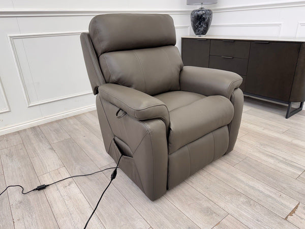 DFS Lift and Rise Electric Power Recliner Armchair Grey Genuine Leather4