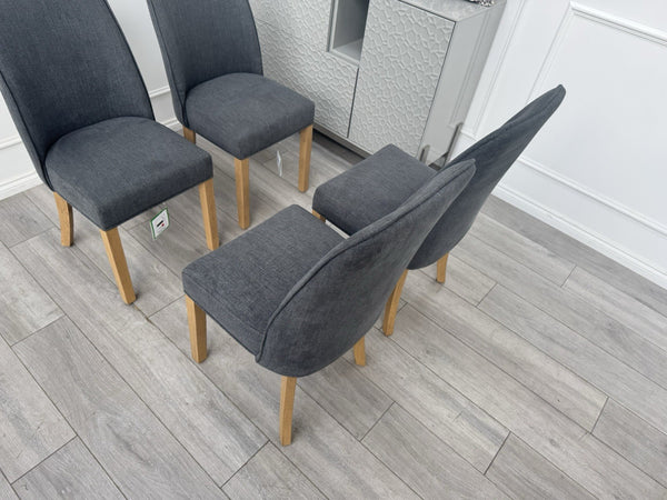 Furniture Village Hamilton Charcoal Fabric Set Of 4 Wooden Dining Chairs4