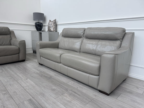 FURNITURE VILLAGE Light Taupe/Grey Genuine Leather Static 3 + 3 Seater Sofa Set3