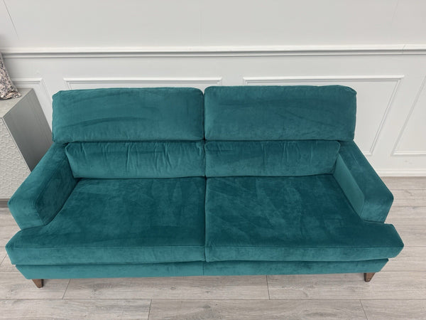 Furniture Village Lounge Co Romilly Teal Velvet Fabric 4 Seater Sofa RRP £219515