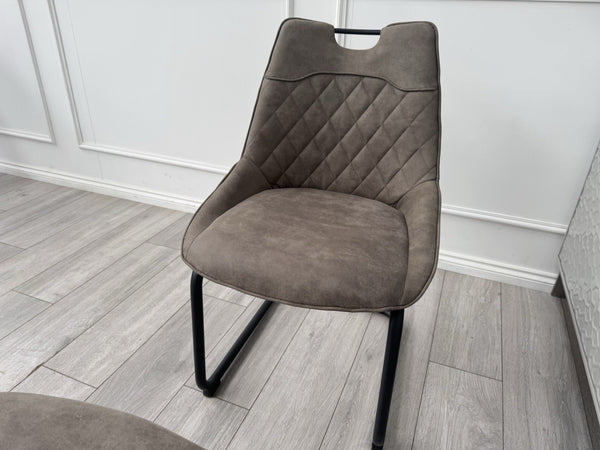 Furniture Village Warrior Taupe Faux Leather Pair Of 2 Cantilever Dining Chairs16