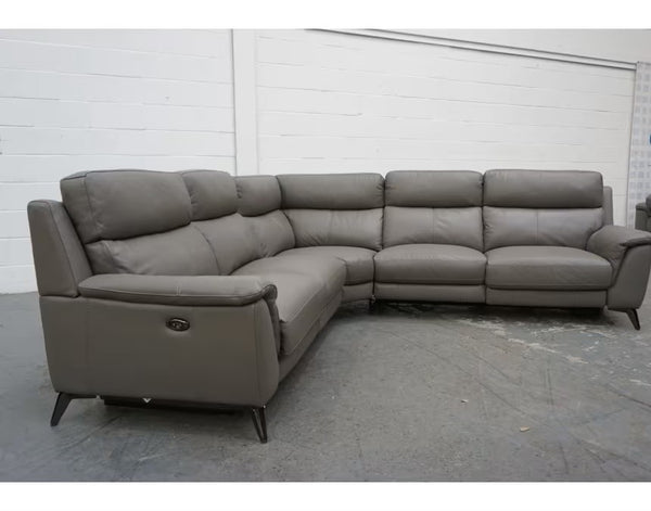 Furniture Village Contempo elephant grey leather power recliner corner sofa1
