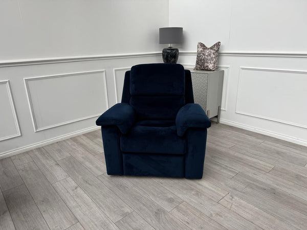 G Plan Harper Plush Indigo Premium Velvet Static Armchair RRP £1,3578
