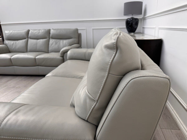 Furniture Village Grey Genuine Leather Sofa 3 & 3 Seater Sofa Set6