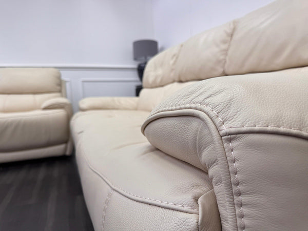 Furniture Village Link 3 + 3 Seater Sofa Set Static Beige Leather6