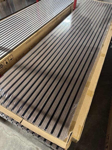 Acoustic Slat Wood Wall Panel Modern Interior Media Wall - dark oak 2.4m x 0.6m0