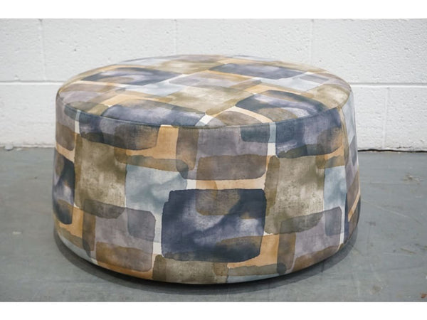 G Plan Designer patterned fabric large circular footstool1