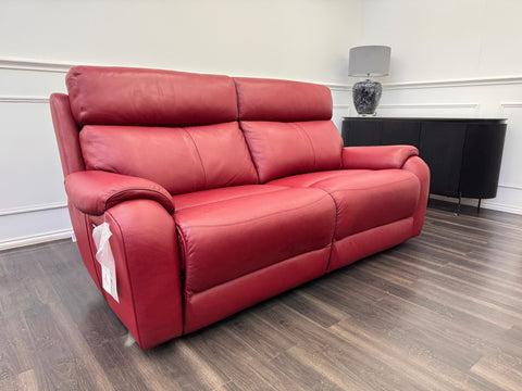 LA Z BOY Winchester Power Recliner 3 Seater Sofa In Red Leather Power Headrest0