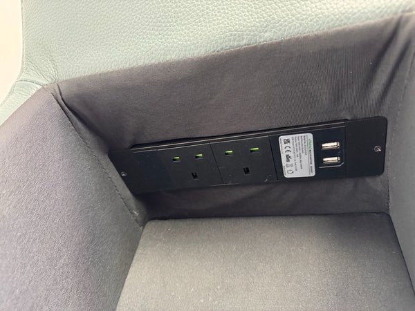 Sofology Plaza Console Peacock Leather Cup Holders Wireless Charging Socket6