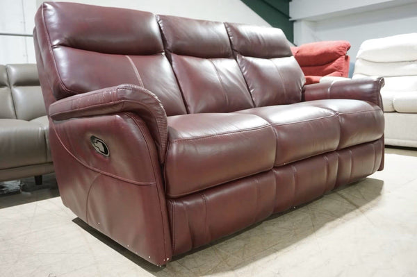 DFS Verona wine leather manual reclining 3 seater sofa0
