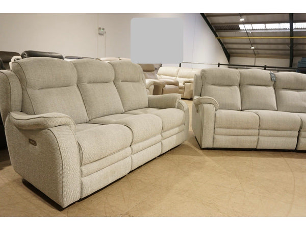 Parker Knoll Boston grey fabric Power Recliner 3+3 Seater Sofa Set4